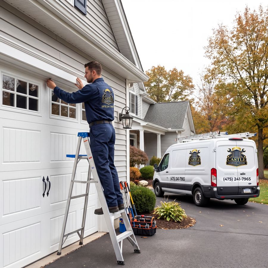 New garage door installation on a modern home